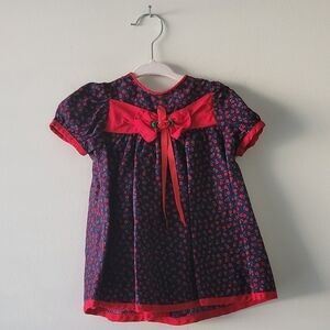 Vintage‎ floral baby girl dress with buttons colors red and blue size 18M
